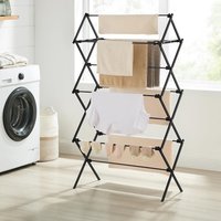 Portable Clothes Drying Rack, Foldable Steel Frame Laundry Airer - Black