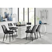 FurnitureboxUK, Apollo Table With Six Pesaro Black Leg Chairs - Black FurnitureboxUK, Apollo Table With Six Pesaro Black Leg Chairs - Black