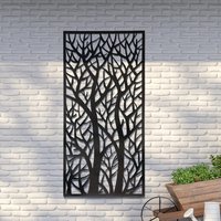 MirrorOutlet Amarelle Large Metal Tree design Garden screen 180cm X 90cm - Black