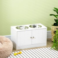 PawHut Raised Dog Bowls for Large Dogs - White