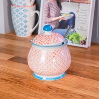 Hand-Printed Sugar Bowls - 10cm - Orange / 3