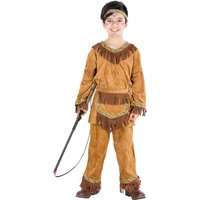 Boys' Little Bear Native American Costume - Brown / 128 (8-10y)