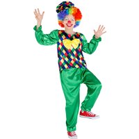 Boy's Freddy The Clown Costume - Green / 128 (7-8y)