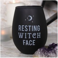 Resting Witch Face Stemless Wine Glass - Black