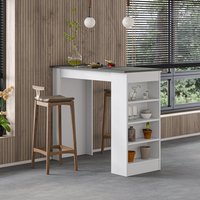 Decortie Modern Kitchen Bar Dining Table with 4-Tier Storage - Retro Grey / Chipboard