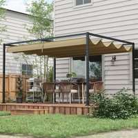 Outsunny Metal Pergola Gazebo Patio Sun Shelter - Khaki / 298cm