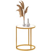 2PC Round Bedside Tables Bedroom Furniture - Gold