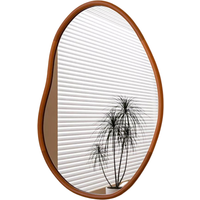 56CM Irregular Wooden Wall Mirror For Bedroom Living Room - Brown