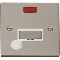 Pearl Nickel 13A Fused Ingot Connection Unit With Neon With Flex - White