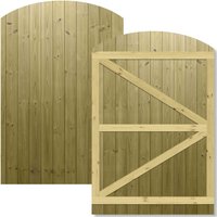 Interlocked Tongue Groove Pathway Fully Framed Arch Top Pedestrian Garden Gate - Pressure Treated (Tanalised) / 24kg / 120cm