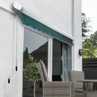 Full Cassette Electric Patio Awning 4.5m Canopy - Plain Green