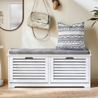 Storage Bench with Grilled Drawers - White / 2