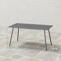 Outsunny Square Garden Table with Slat Top Steel Frame for Multi Person - Grey / 150cm