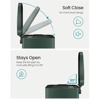 SONGMICS 30L Pedal Bin with Soft-Close Lid - Green