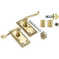 Georgian Door Handle Set Brass - Gold