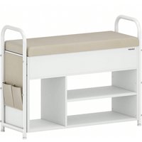 VASAGLE Shoe Storage Bench with PU Pockets - White