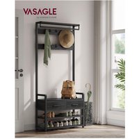 VASAGLE Hall Tree with Bench and Storage - Black / 15.08kg