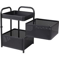 Livingandhome Multi-Tier Kitchen Storage Rack on Wheels - Black / 43cm