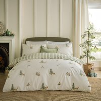 Charlecote Printed Cotton Duvet Cover Set Super King - Green/Natural