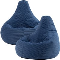 2 Pack Icon Gaming Bean Bag Recliner Jumbo Cord - Denim Blue