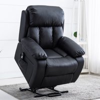 Chester Dual Electric Leather Recliner Heated Massage Chair - Black