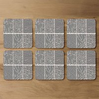 Striped Geometric Patterns Coaster - Black