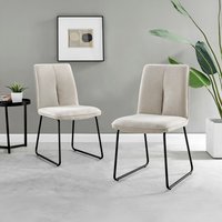 2x Halle Upholstered Fabric Black Leg Modern Kitchen Dining Accent Chairs - Taupe