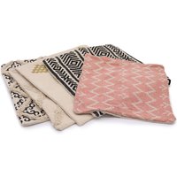 Lux Criss Cross Print Cotton Cushion Cover Indian Decor - Cream