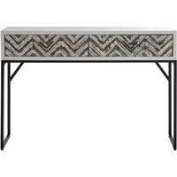 Lombok Rustic Chevron 2 Drawer Console Table - Black