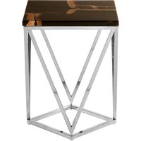 Relic Dark Petrified Wood Top Side Table - Brown