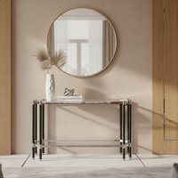 Allessi Silver and Black Console Table with Glass Top - Black