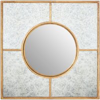 Sana Medium Rectangular Wall Mirror with Bevelled Frame - Gold
