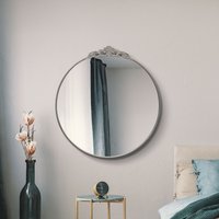 Crown Round Circular Wall Mirror - Silver