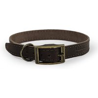 HugglePets Legacy Leather Dog Collar - Black, Medium - Chocolate / Medium