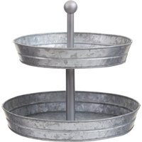 Drummond Two Tier Galvanised Steel Cake Stand - Silver