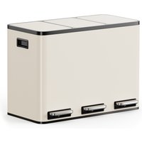 3 Compartment Recycling Pedal Bin - Cream