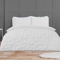 Luxury Super Soft Stylish Rouched Pleat Duvet Cover with Pillowcases - White