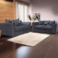 Dynasty Chenille Fabric 3 And 2 Seater Sofa Set - Grey