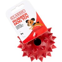 Rubber Spike Ball with Bell Dog Toy - Red / 9cm