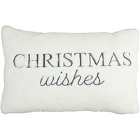 Christmas Wishes Faux Fur Cushion - White