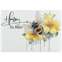 Honey I'm Home Smooth Glass Worktop Saver - Small Chopping Board - Yellow