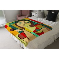 Woman With Chocolate In Hand Blanket - Green