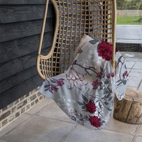 Red White Winter Floral Blanket - Red