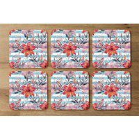 Bouquet Of Watercolor Tiger Lilies Coaster - Red