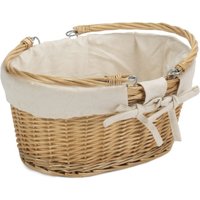 Swing Handle Shopping Basket with White Lining - Brown / Large