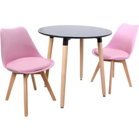 Round Lorenzo Dining Set with a Table and Set of 2 Chairs - Pink / PolypropyleneWoodMDF