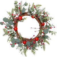 , Red Berry With Bells Wreath - Red , Red Berry With Bells Wreath - Red