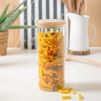 Scandi Glass Storage Jar with Wooden Lid - Clear / 1.5l / 6