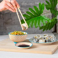 Hand-Printed Rice Bowls - 12cm - Pack of 6 - Orange