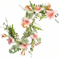 Leaf Artificial Hanging Pink Lily Plant Realistic Garland Trailing - Pink